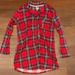 Let’s Get Cozy long sleeve plaid nightgown